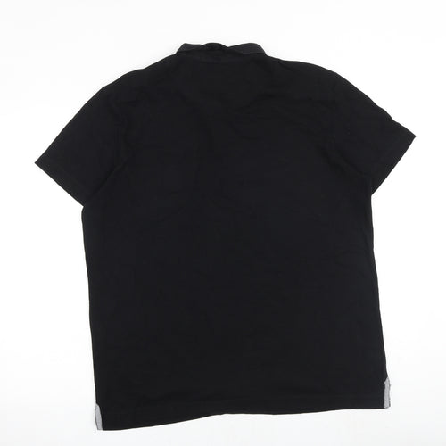 Outrage London Mens Black 100% Cotton Polo Size XL Collared Button