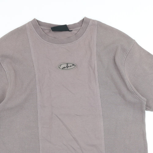 Couture Mens Grey Cotton T-Shirt Size M Crew Neck