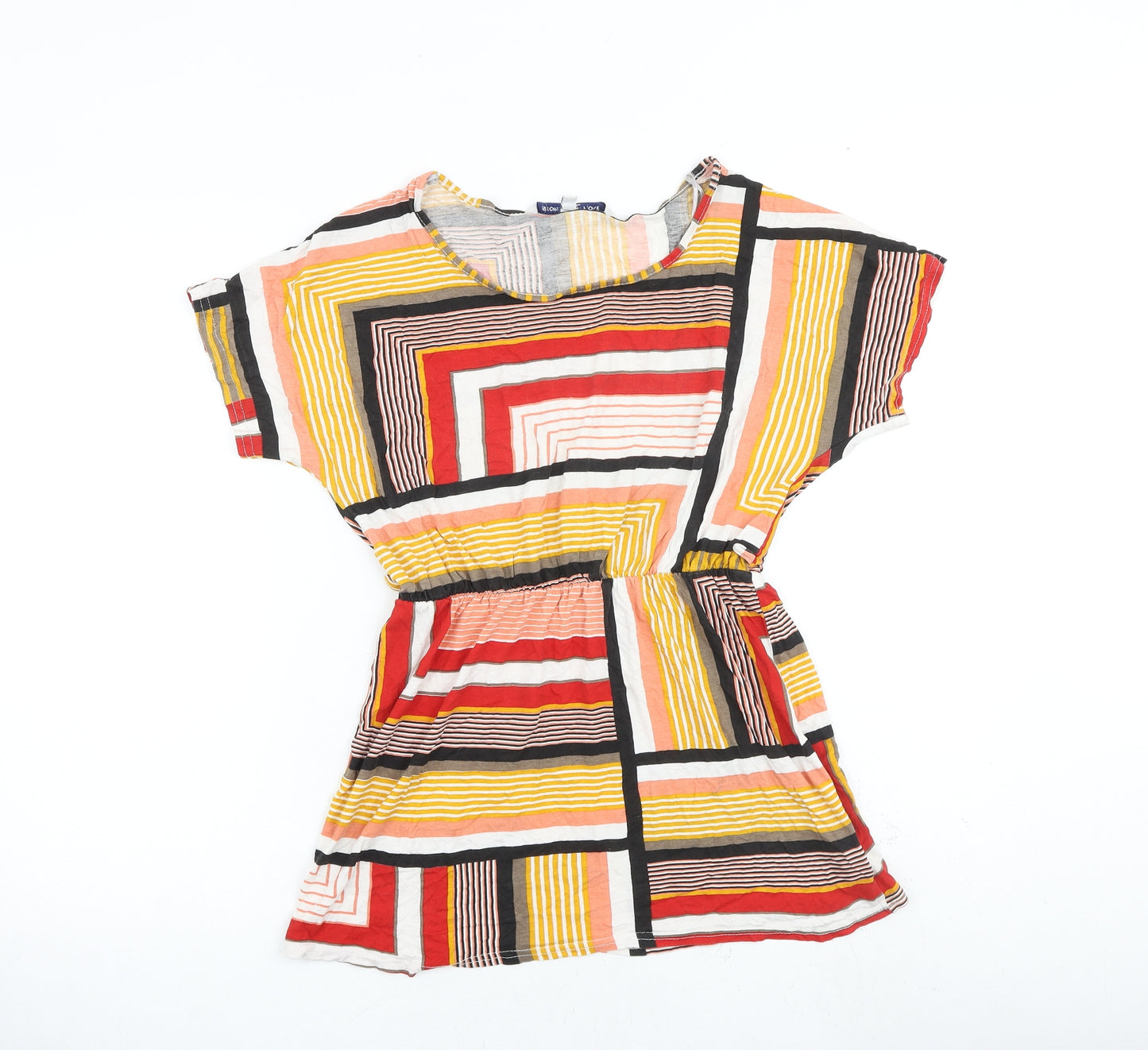 Store Twenty One Womens Multicoloured Geometric Viscose Basic Blouse Size 12 Round Neck