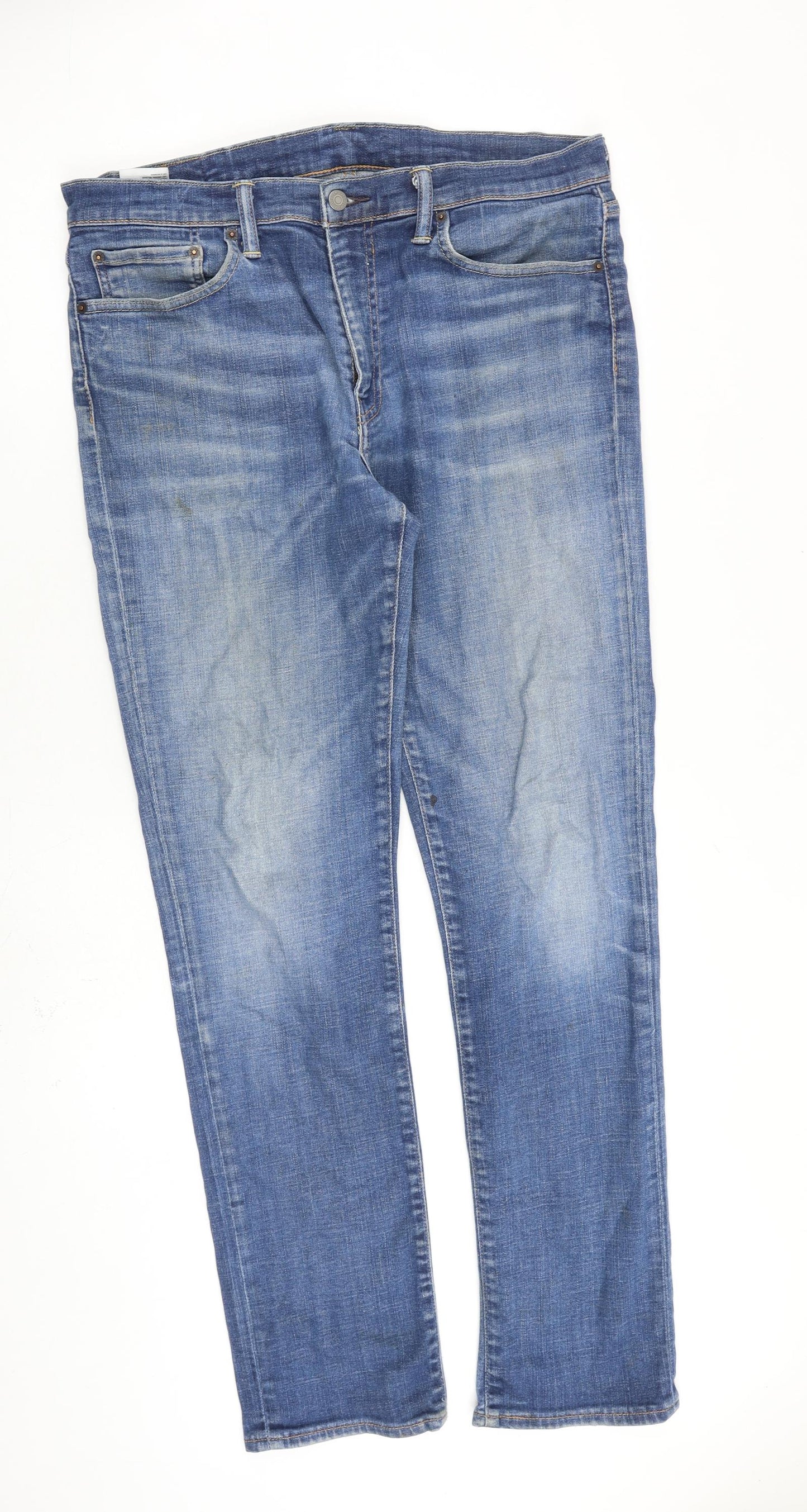 Levis Mens Blue Cotton Straight Jeans Size 36 in L34 in Regular Zip