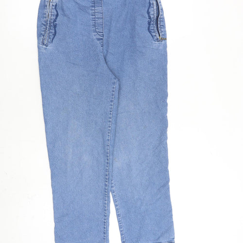 New Fashion Womens Blue Cotton Straight Jeans Size 14 L26 in Regular Zip