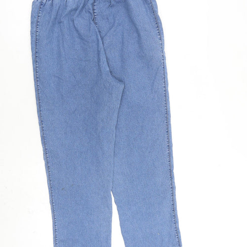New Fashion Womens Blue Cotton Straight Jeans Size 14 L26 in Regular Zip
