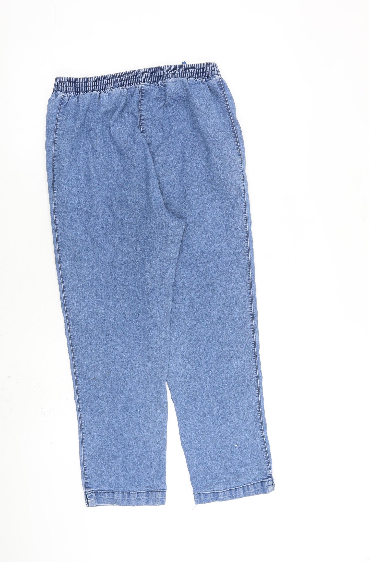 New Fashion Womens Blue Cotton Straight Jeans Size 14 L26 in Regular Zip