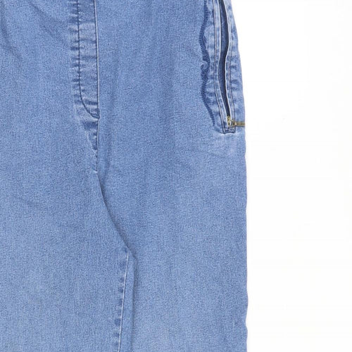 New Fashion Womens Blue Cotton Straight Jeans Size 14 L26 in Regular Zip