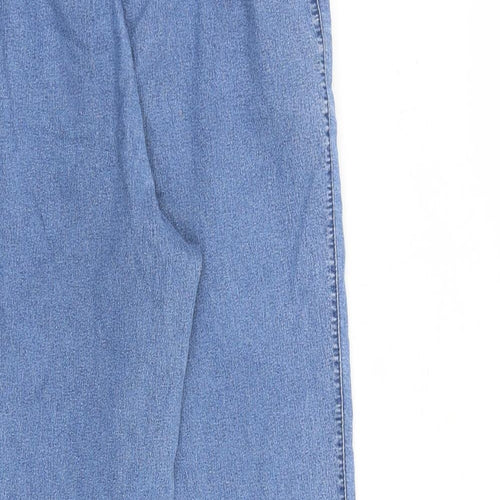 New Fashion Womens Blue Cotton Straight Jeans Size 14 L26 in Regular Zip