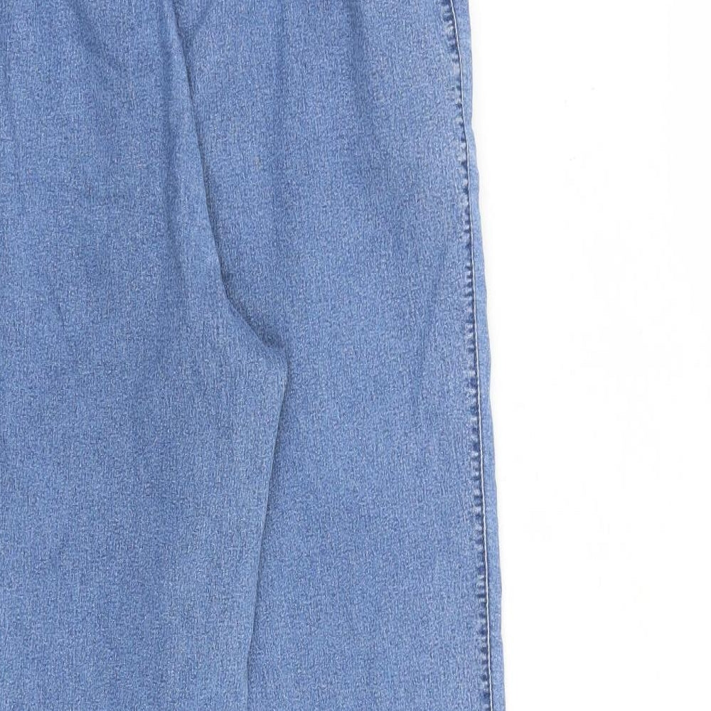 New Fashion Womens Blue Cotton Straight Jeans Size 14 L26 in Regular Zip