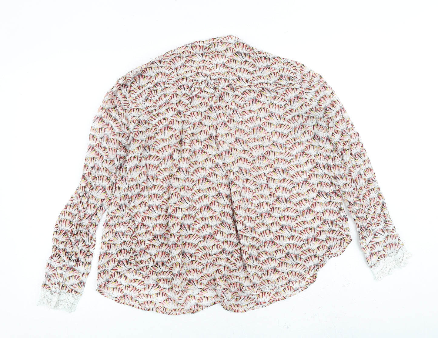NEXT Womens Multicoloured Geometric Viscose Basic Blouse Size 14 Round Neck