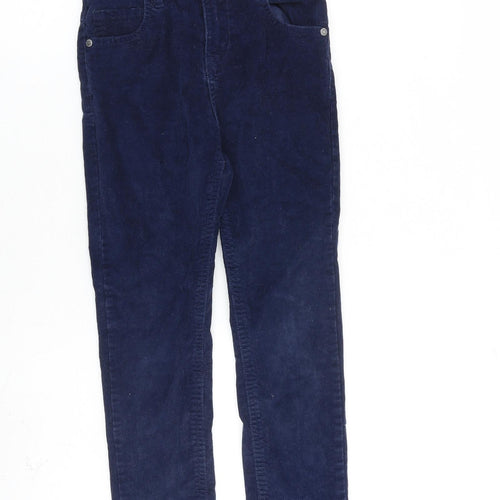 M&Co Girls Blue Cotton Carrot Trousers Size 6-7 Years L21 in Regular Zip