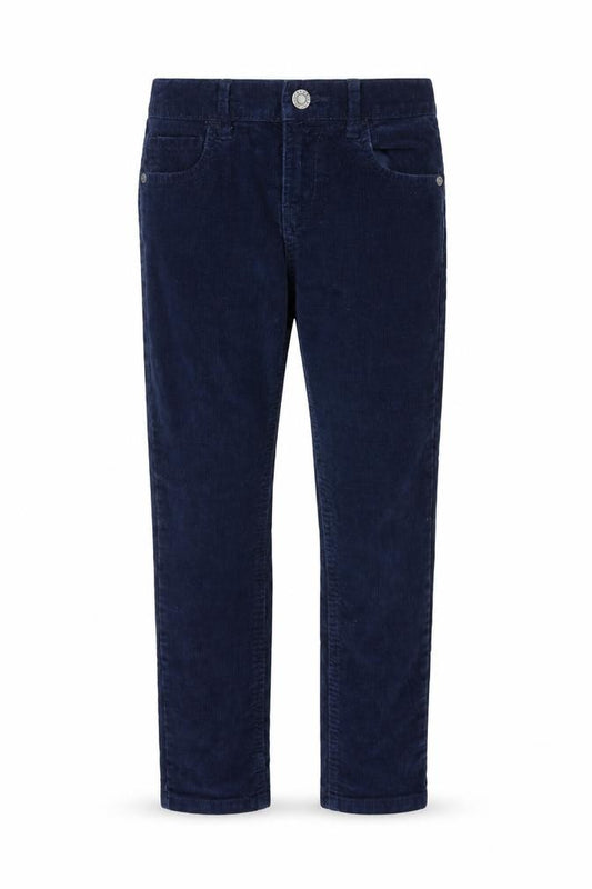 M&Co Girls Blue Cotton Carrot Trousers Size 6-7 Years L21 in Regular Zip