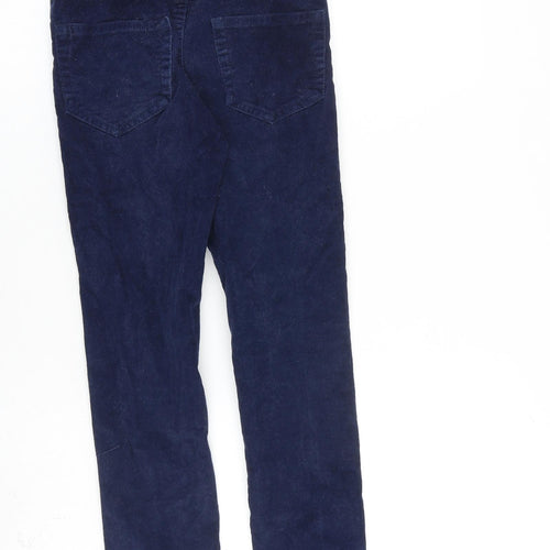 M&Co Girls Blue Cotton Carrot Trousers Size 6-7 Years L21 in Regular Zip