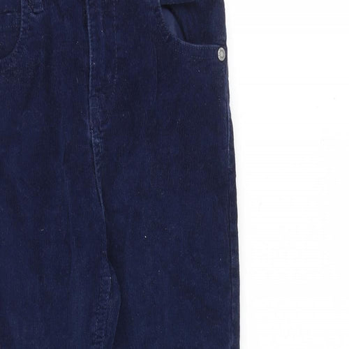 M&Co Girls Blue Cotton Carrot Trousers Size 6-7 Years L21 in Regular Zip