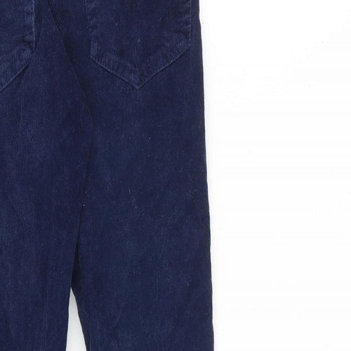 M&Co Girls Blue Cotton Carrot Trousers Size 6-7 Years L21 in Regular Zip