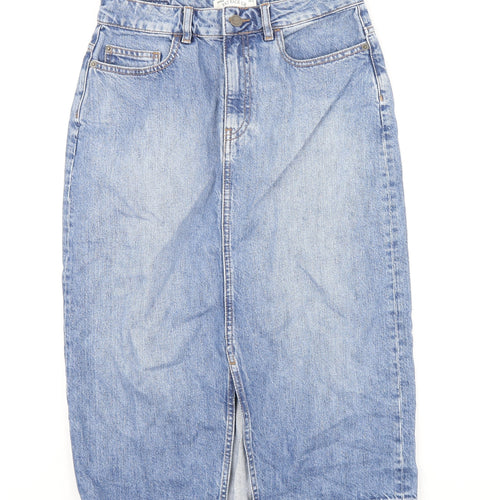 Fat Face Womens Blue Cotton A-Line Skirt Size 10 Zip
