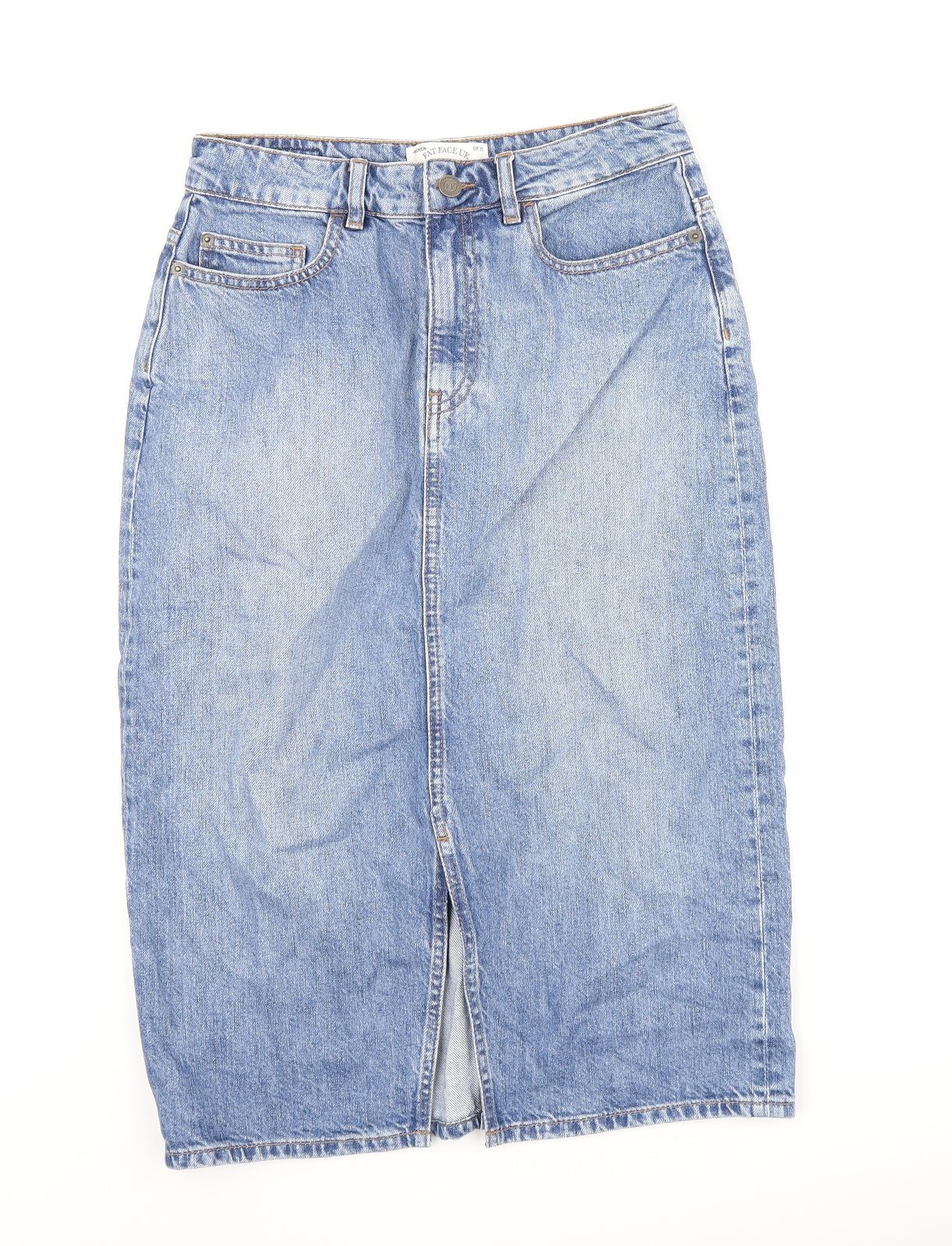 Fat Face Womens Blue Cotton A-Line Skirt Size 10 Zip