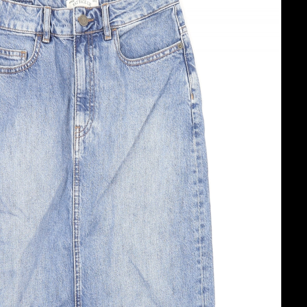 Fat Face Womens Blue Cotton A-Line Skirt Size 10 Zip