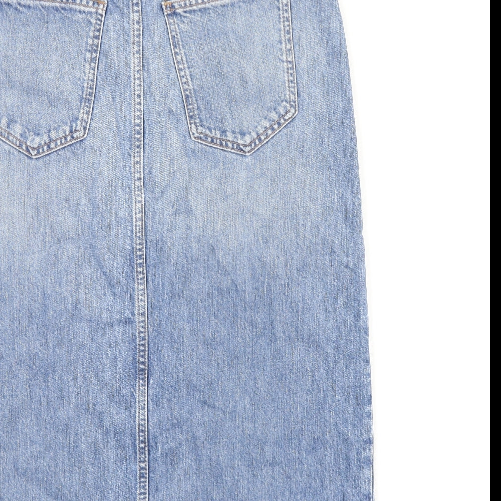 Fat Face Womens Blue Cotton A-Line Skirt Size 10 Zip