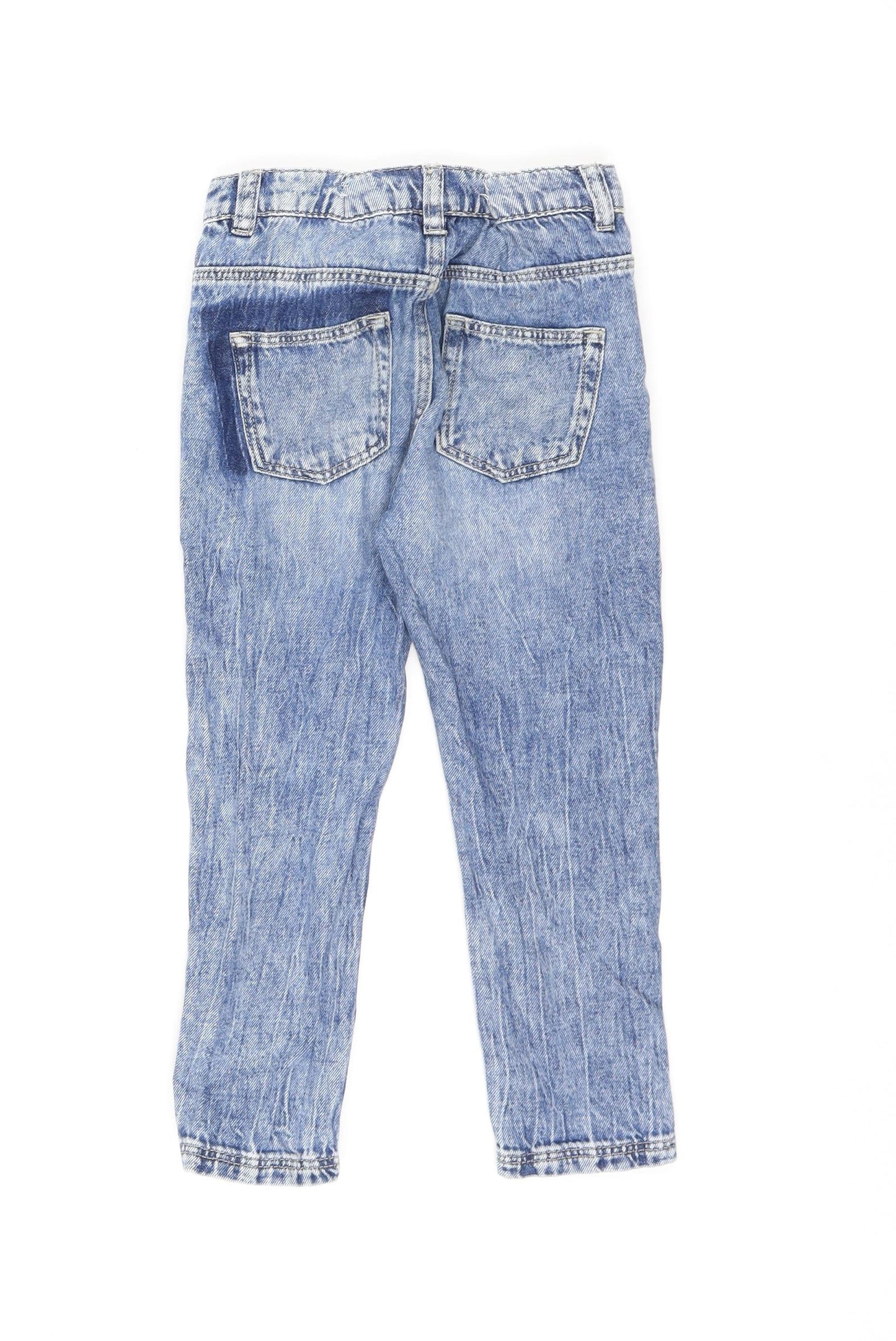 NEXT Girls Blue 100% Cotton Skinny Jeans Size 4-5 Years Regular Button