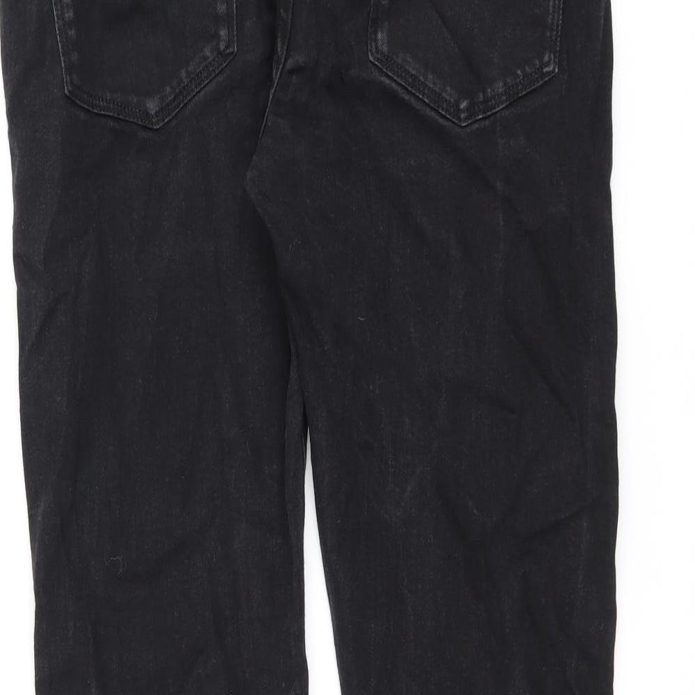 Marks and Spencer Mens Black Cotton Straight Jeans Size 32 in L31 in Slim Zip