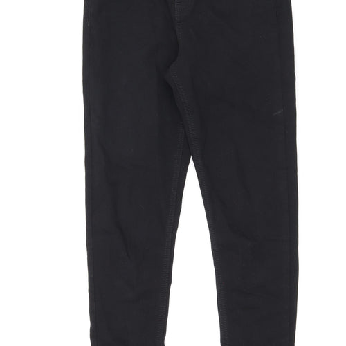 Topshop Womens Black Cotton Skinny Jeans Size 26 in L30 in Regular Zip - Distressed Hems