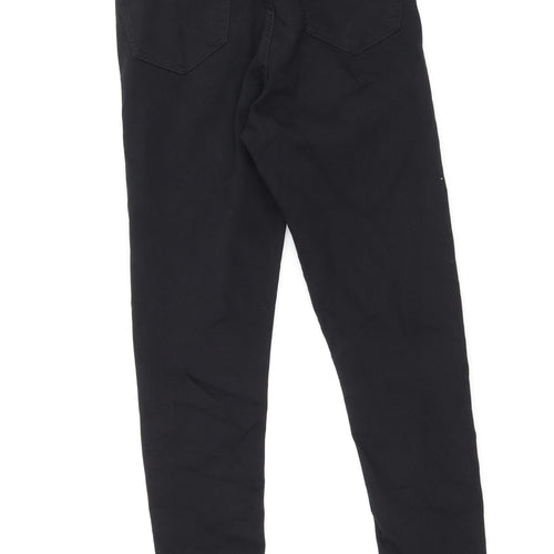 Topshop Womens Black Cotton Skinny Jeans Size 26 in L30 in Regular Zip - Distressed Hems