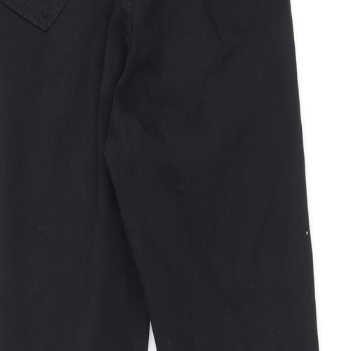 Topshop Womens Black Cotton Skinny Jeans Size 26 in L30 in Regular Zip - Distressed Hems