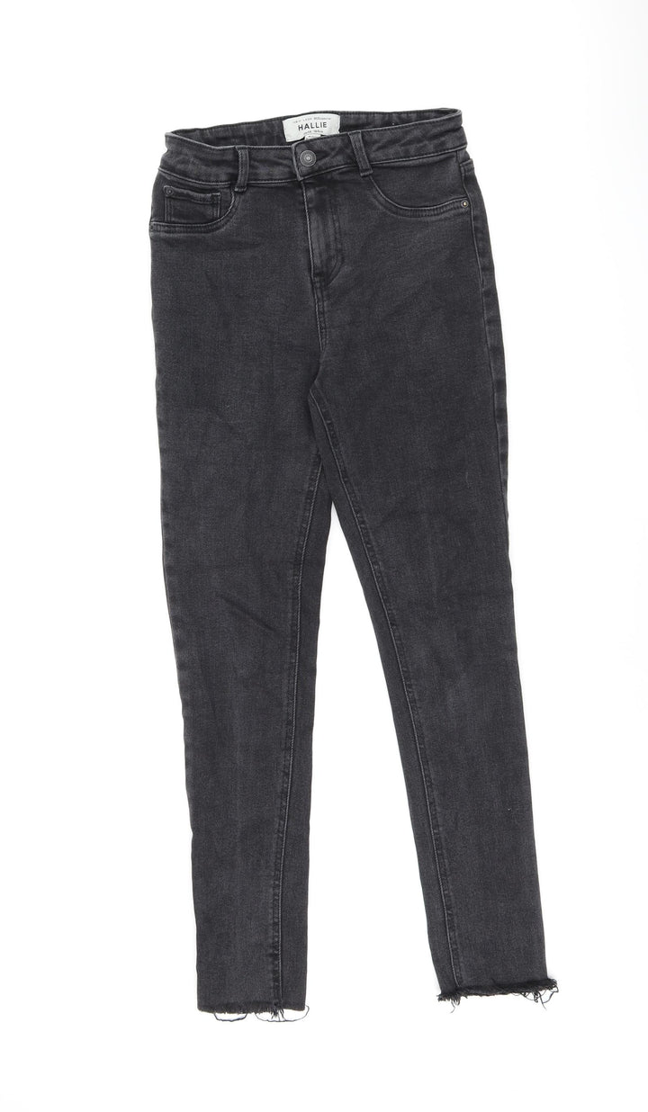 New Look Girls Grey Cotton Skinny Jeans Size 14 Years L26 in Regular Zip
