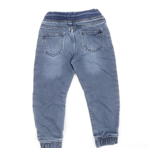F&F Boys Blue Cotton Tapered Jeans Size 4-5 Years Regular Drawstring - Cuffed