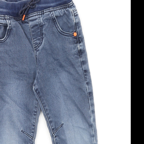 F&F Boys Blue Cotton Tapered Jeans Size 4-5 Years Regular Drawstring - Cuffed