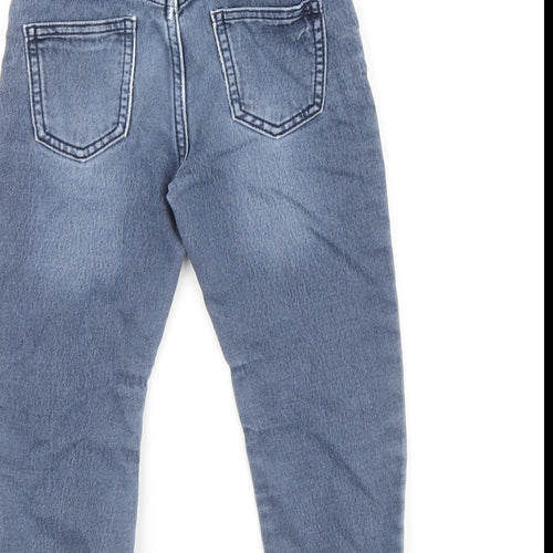 F&F Boys Blue Cotton Tapered Jeans Size 4-5 Years Regular Drawstring - Cuffed