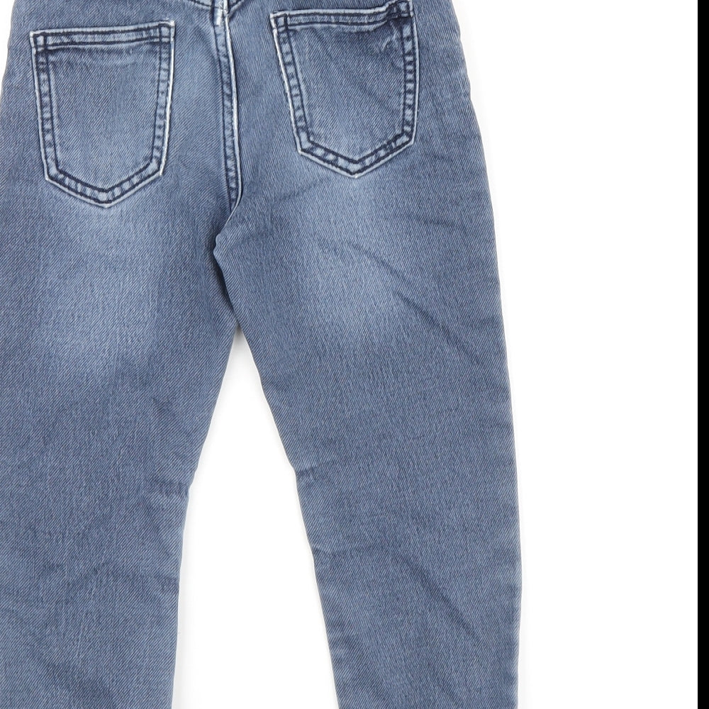 F&F Boys Blue Cotton Tapered Jeans Size 4-5 Years Regular Drawstring - Cuffed