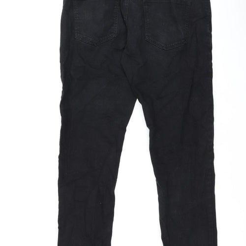 NEXT Mens Black Cotton Straight Jeans Size 32 in L29 in Slim Zip
