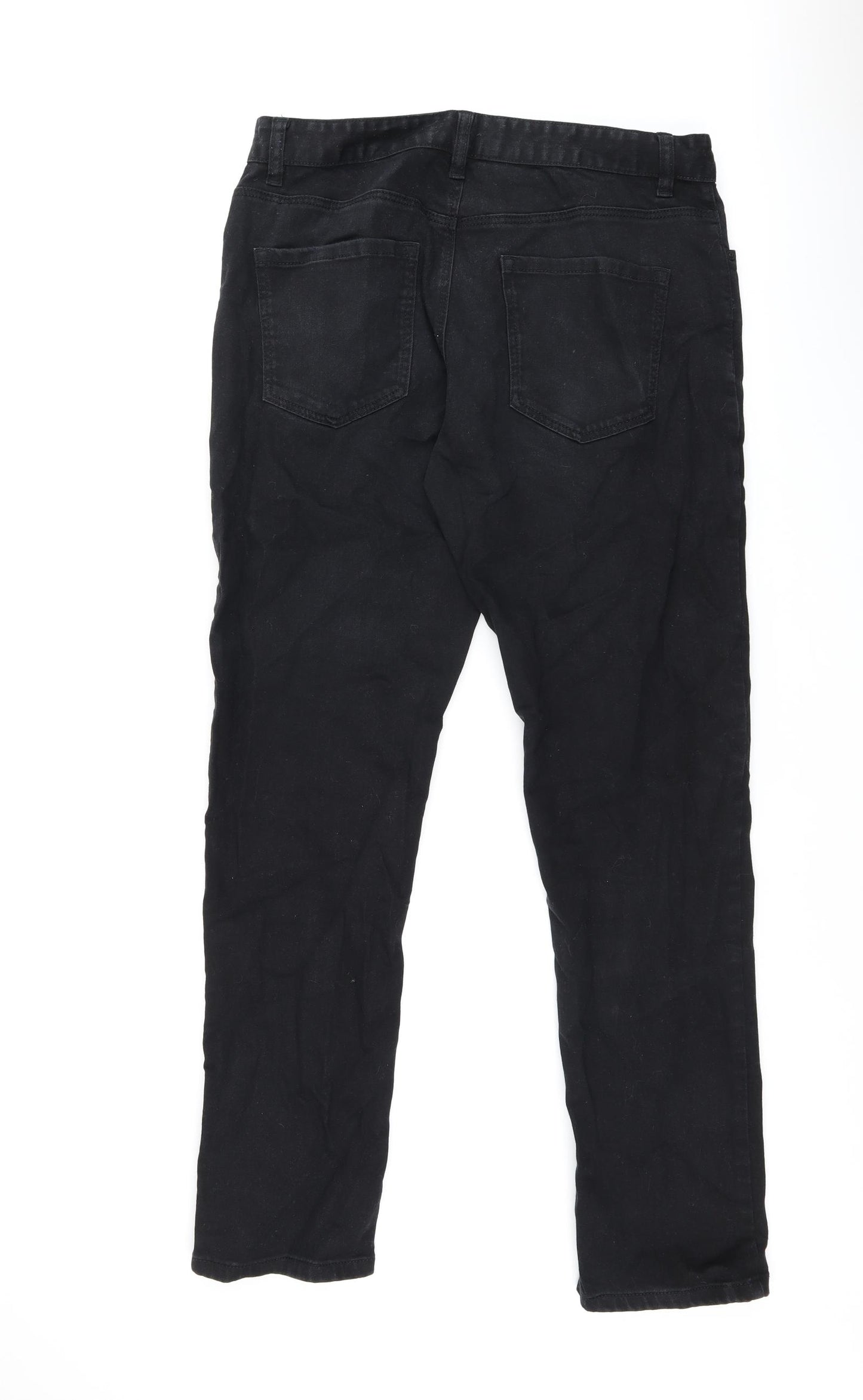 NEXT Mens Black Cotton Straight Jeans Size 32 in L29 in Slim Zip