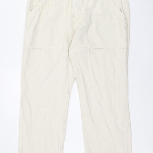 Zara Womens Ivory Cotton Straight Jeans Size L L25 in Regular Zip
