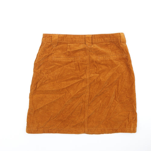 TU Womens Orange Cotton A-Line Skirt Size 10 Button