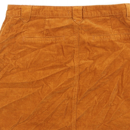 TU Womens Orange Cotton A-Line Skirt Size 10 Button
