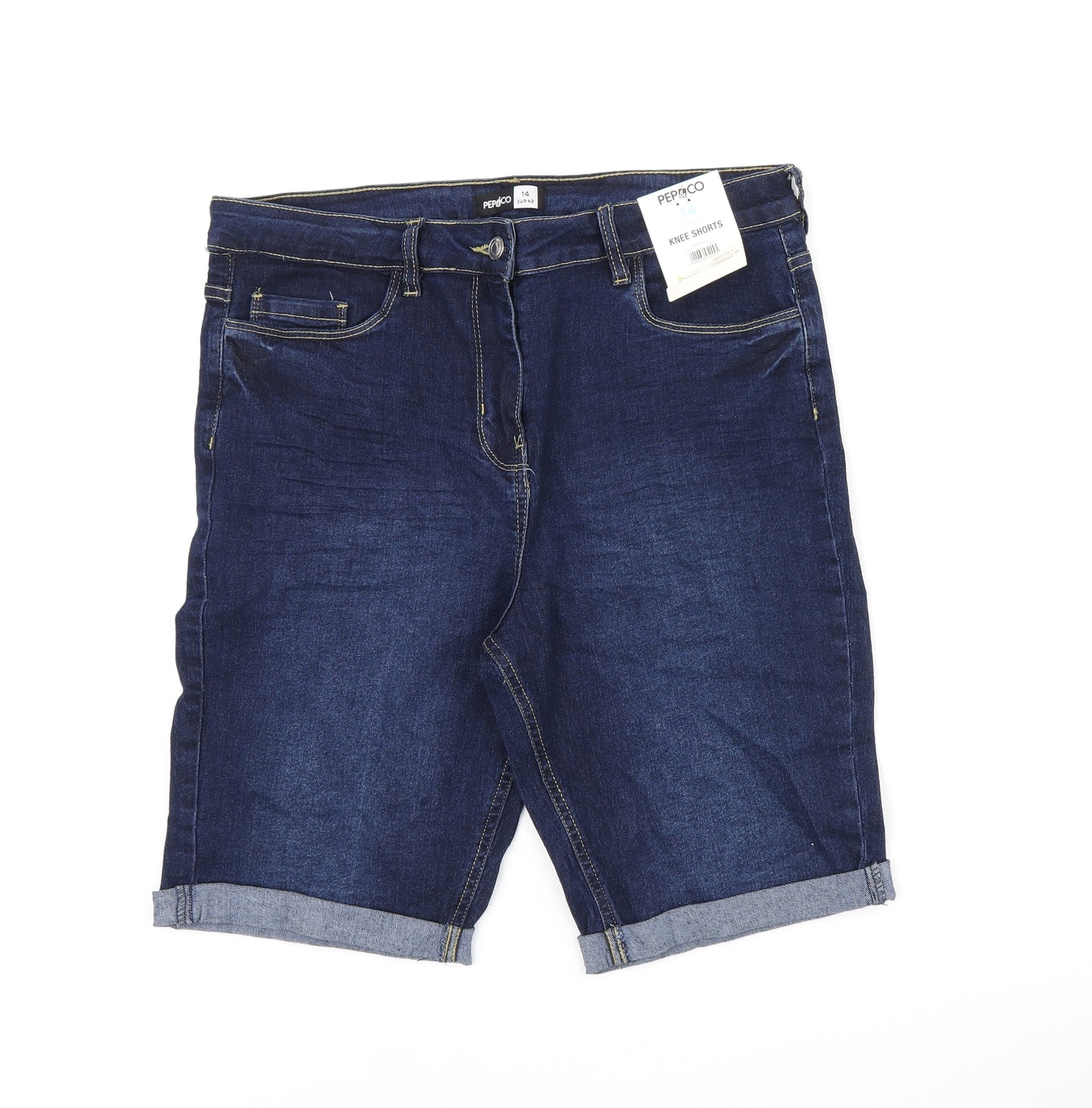 Pep & Co Womens Blue Cotton Skimmer Shorts Size 14 L10 in Regular Zip