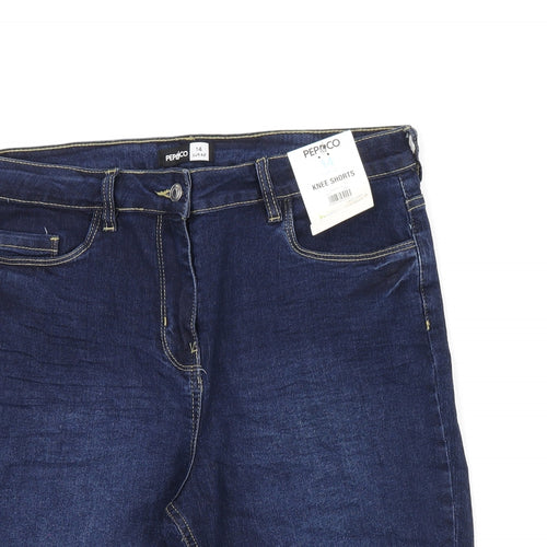 Pep & Co Womens Blue Cotton Skimmer Shorts Size 14 L10 in Regular Zip