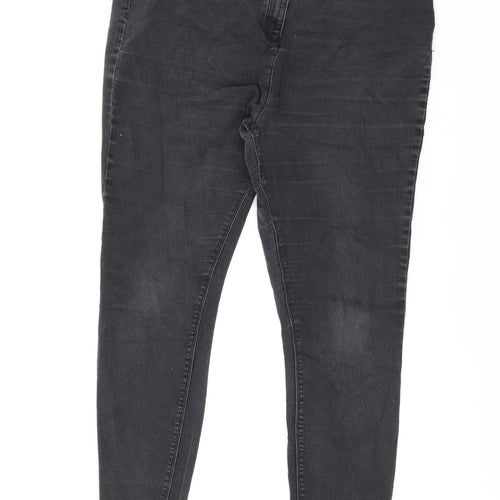 Papaya Womens Black Herringbone Cotton Skinny Jeans Size 18 L26.5 in Regular Zip