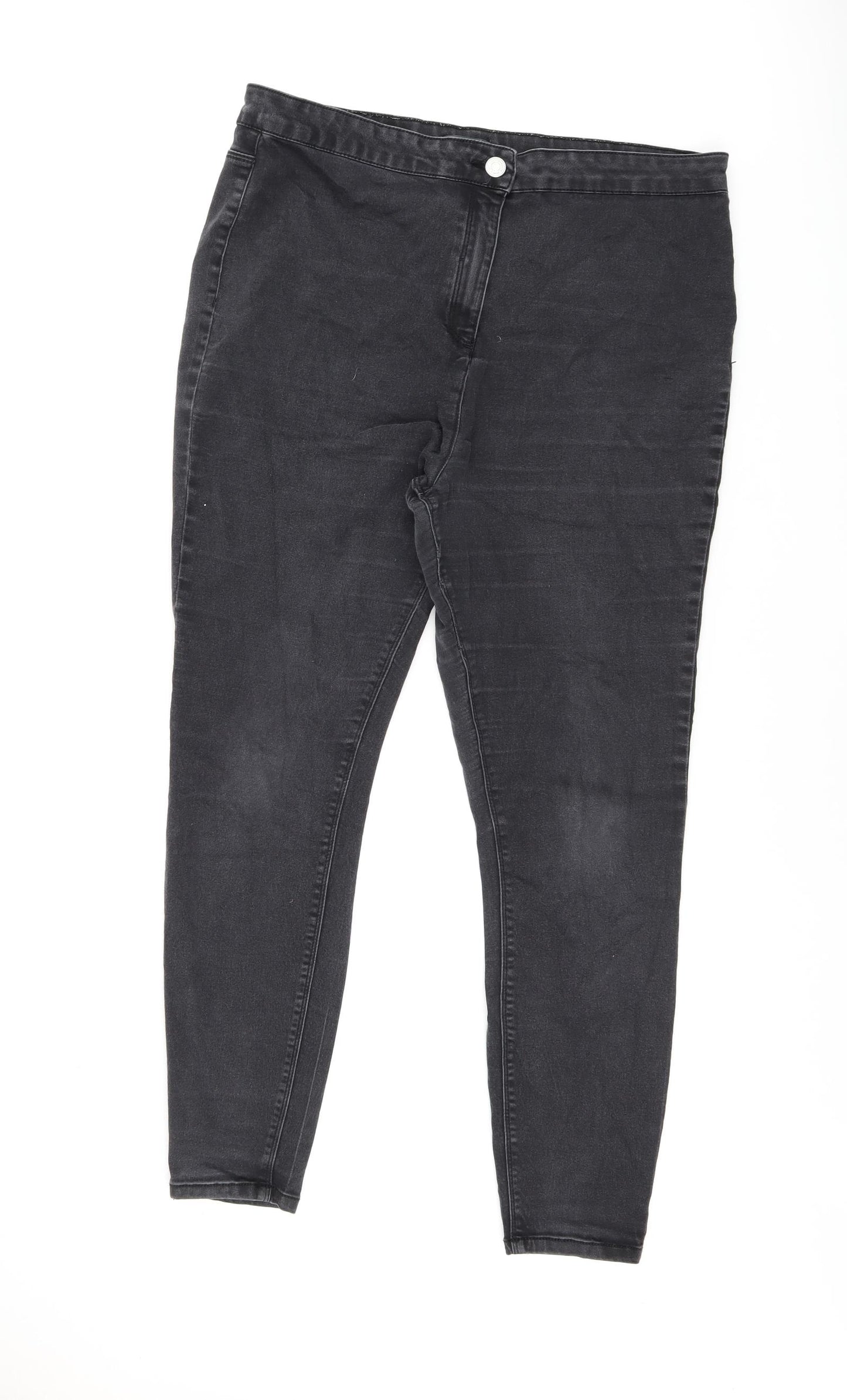 Papaya Womens Black Herringbone Cotton Skinny Jeans Size 18 L26.5 in Regular Zip