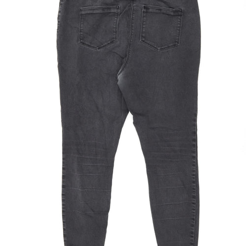 Papaya Womens Black Herringbone Cotton Skinny Jeans Size 18 L26.5 in Regular Zip