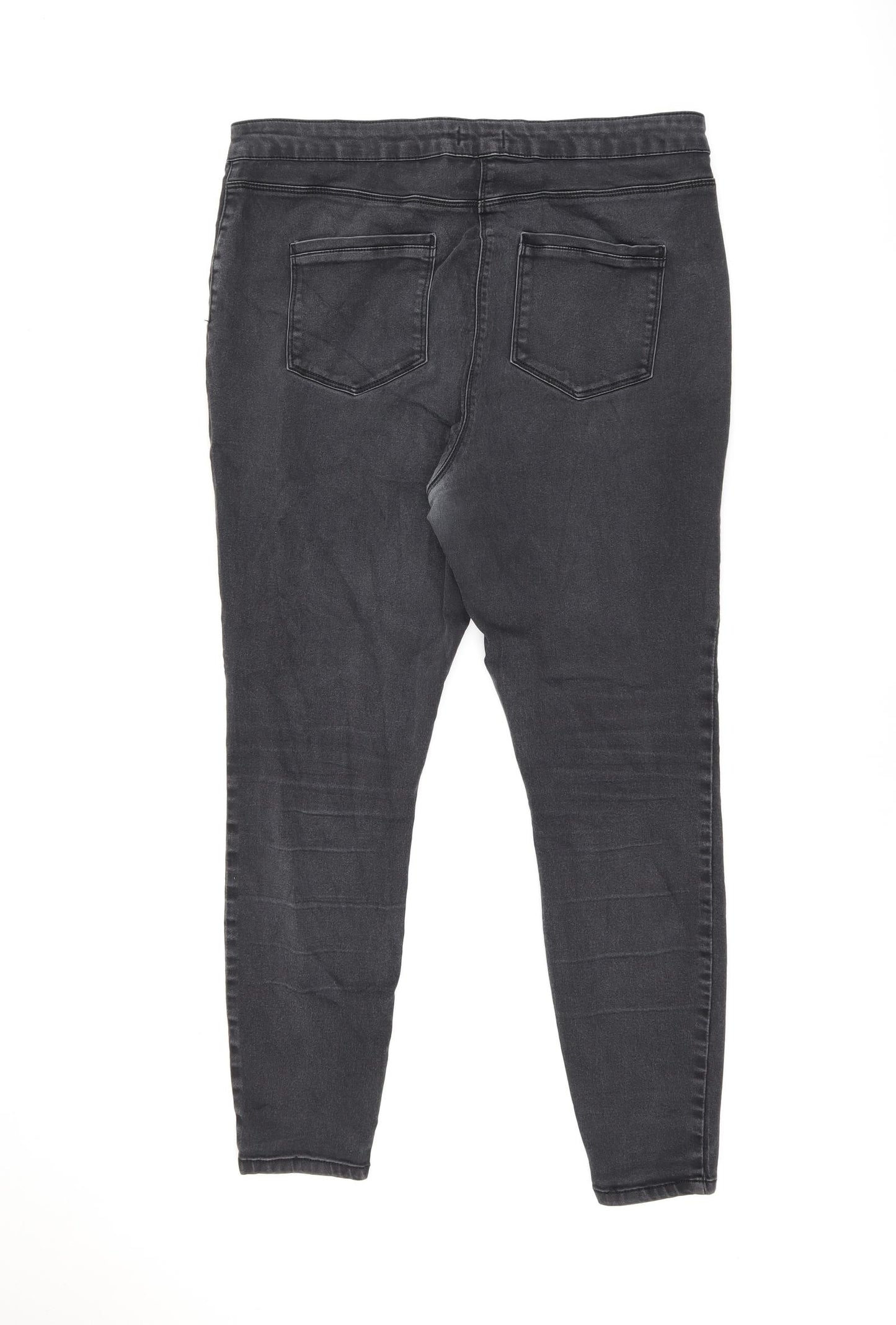 Papaya Womens Black Herringbone Cotton Skinny Jeans Size 18 L26.5 in Regular Zip