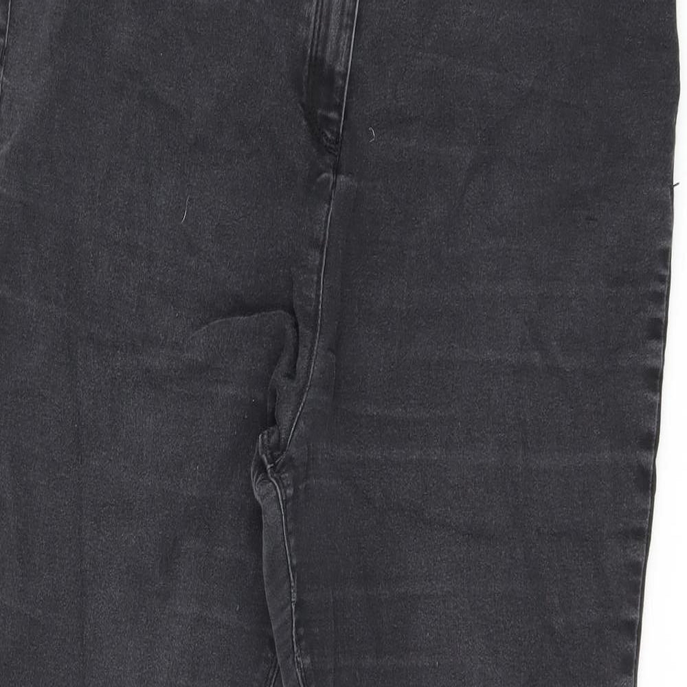 Papaya Womens Black Herringbone Cotton Skinny Jeans Size 18 L26.5 in Regular Zip