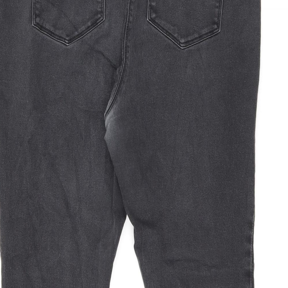 Papaya Womens Black Herringbone Cotton Skinny Jeans Size 18 L26.5 in Regular Zip