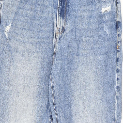 WYSE London Womens Black Cotton Straight Jeans Size 37 in Regular Zip - Distressed hem
