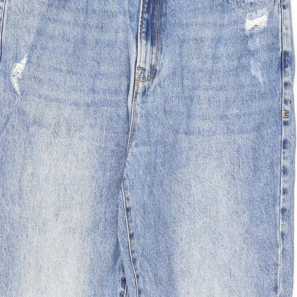 WYSE London Womens Black Cotton Straight Jeans Size 37 in Regular Zip - Distressed hem