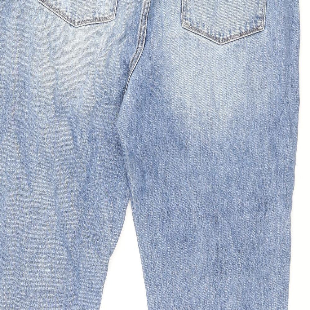 WYSE London Womens Black Cotton Straight Jeans Size 37 in Regular Zip - Distressed hem