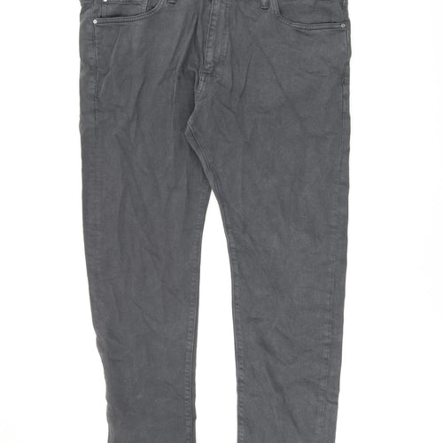 Marks and Spencer Mens Grey Cotton Straight Jeans Size 40 in L29 in Regular Zip
