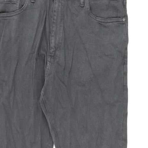 Marks and Spencer Mens Grey Cotton Straight Jeans Size 40 in L29 in Regular Zip