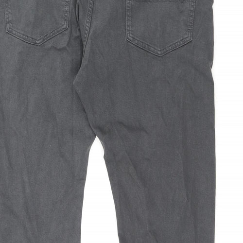 Marks and Spencer Mens Grey Cotton Straight Jeans Size 40 in L29 in Regular Zip
