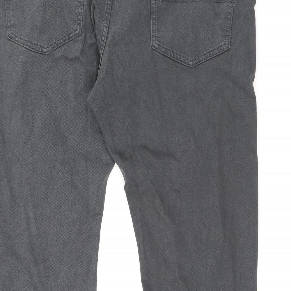 Marks and Spencer Mens Grey Cotton Straight Jeans Size 40 in L29 in Regular Zip
